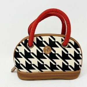 SPARTINA 449 Women’s Cosmetic Bag Purse Mini Purse Houndstooth Leather
